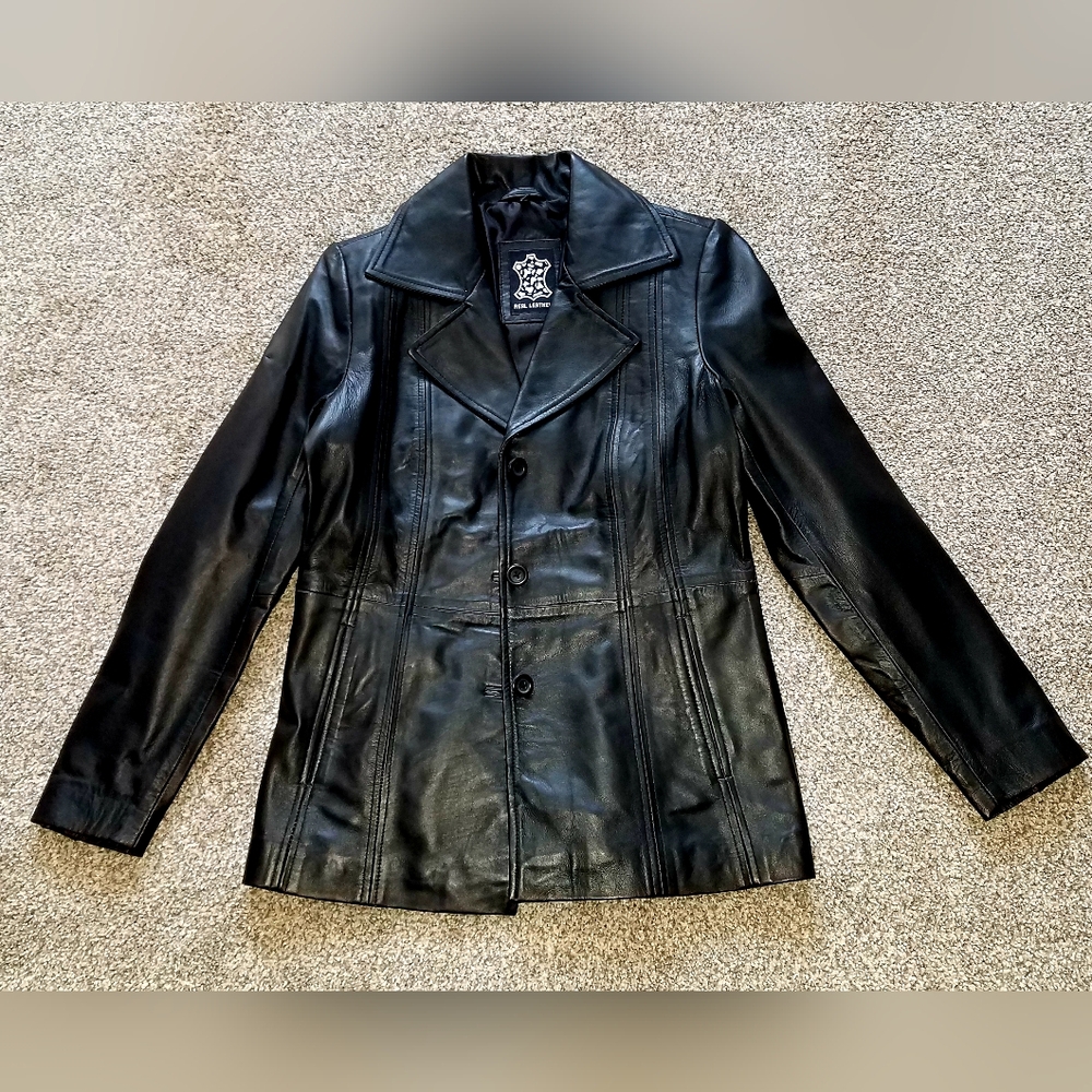 3/4 Length Leather Blazer | Women's | Black | Medium